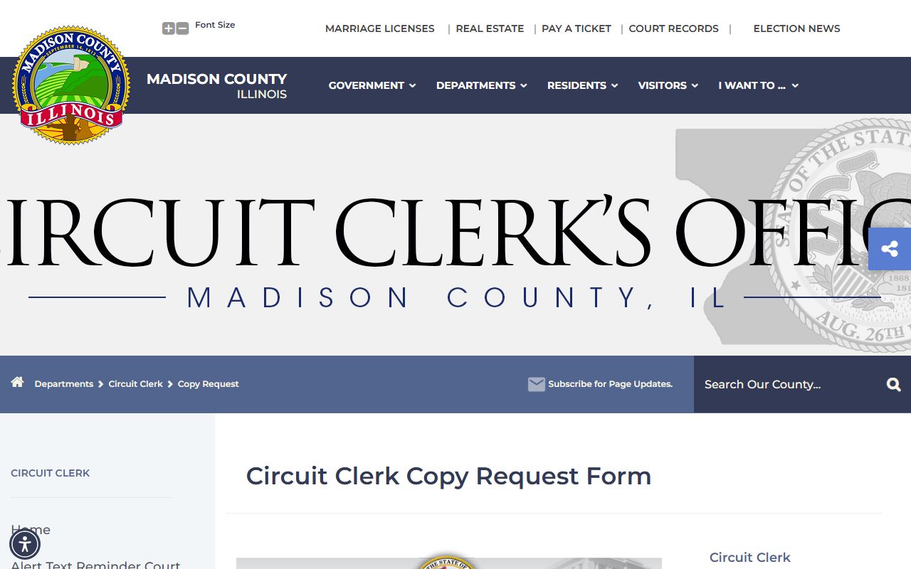 Madison County Circuit Clerk copy request page