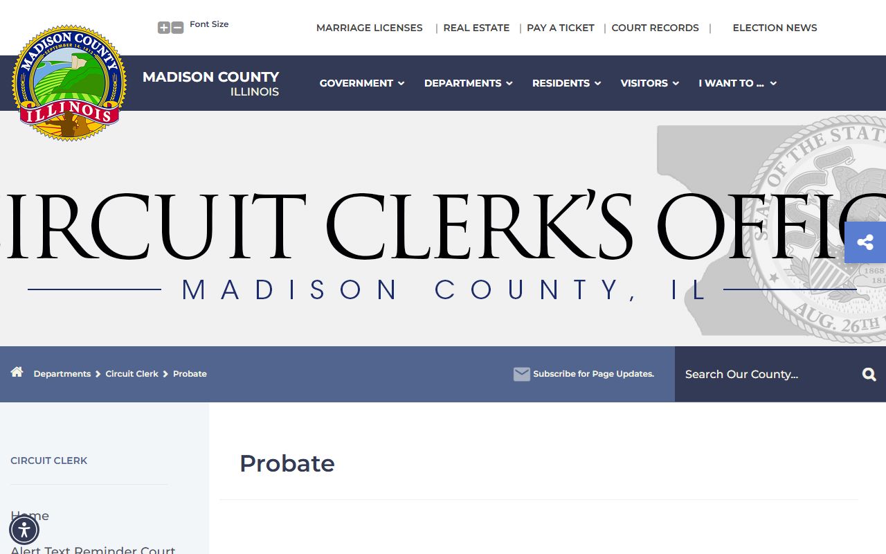 Madison County Circuit Clerk probate page