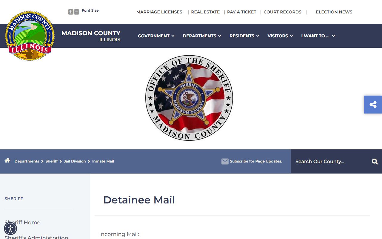 Madison County Jail inmate mail rules