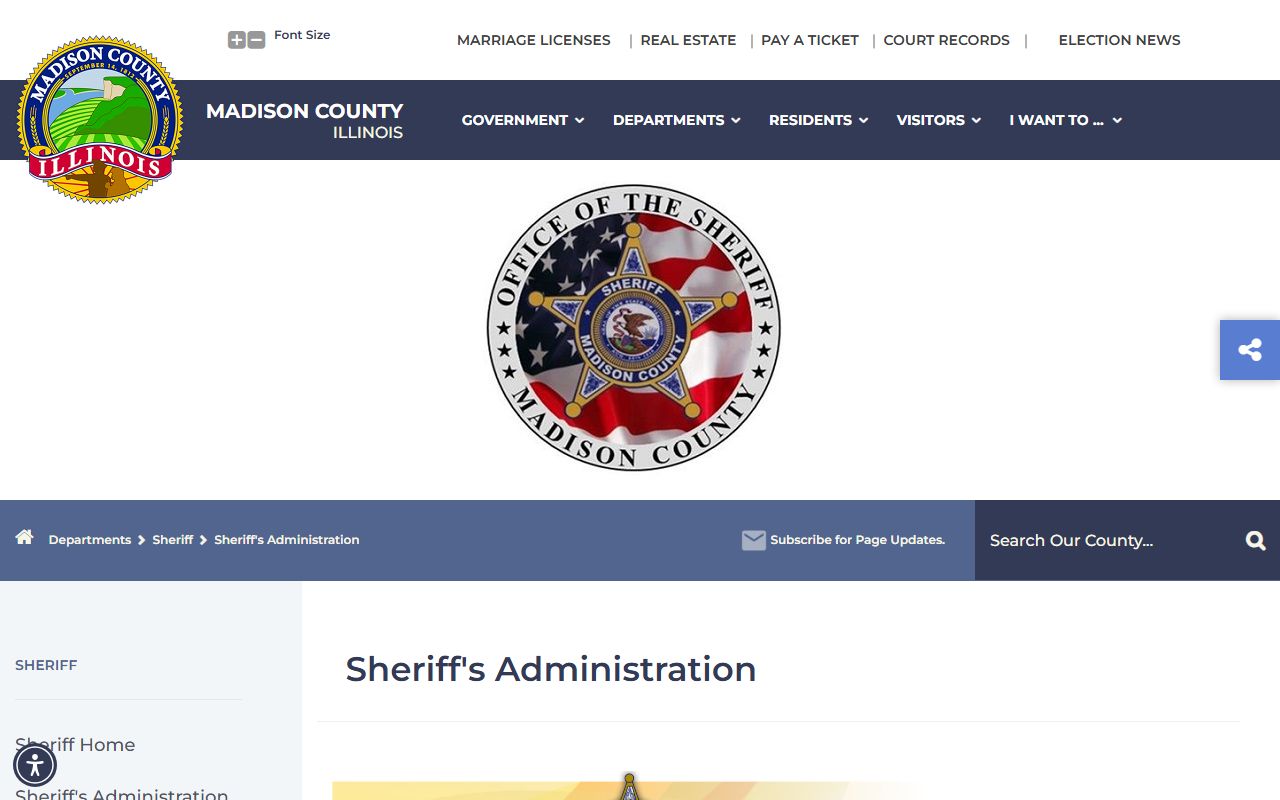 Madison County Sheriff administration page