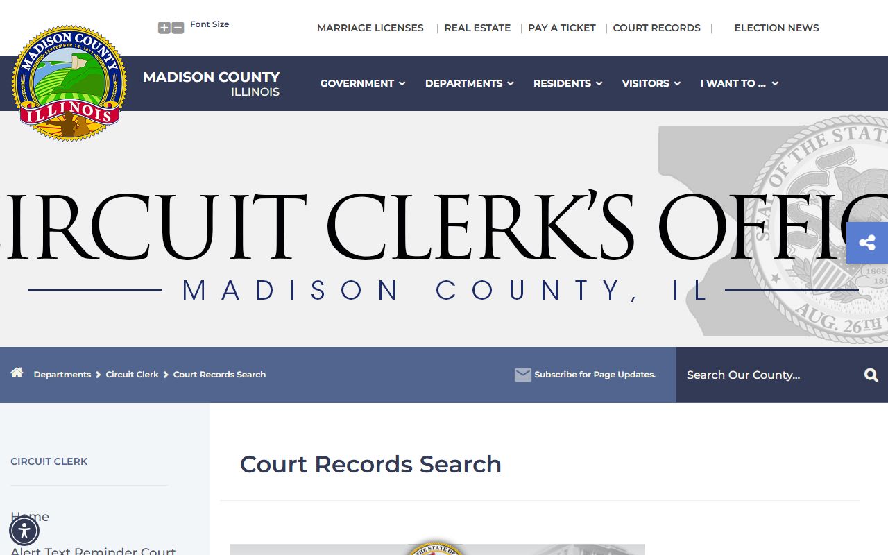 Madison County Circuit Clerk court records search page