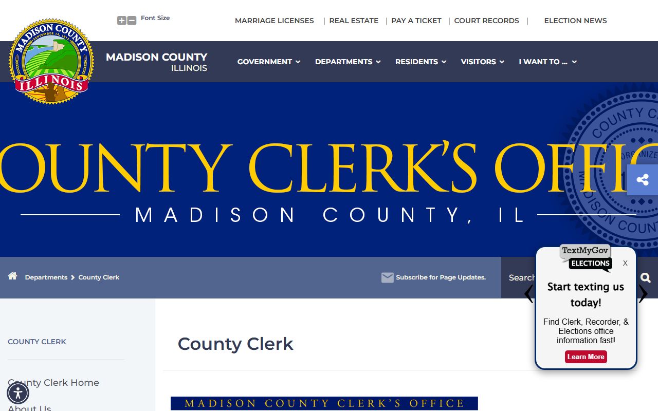 Madison County Clerk home page