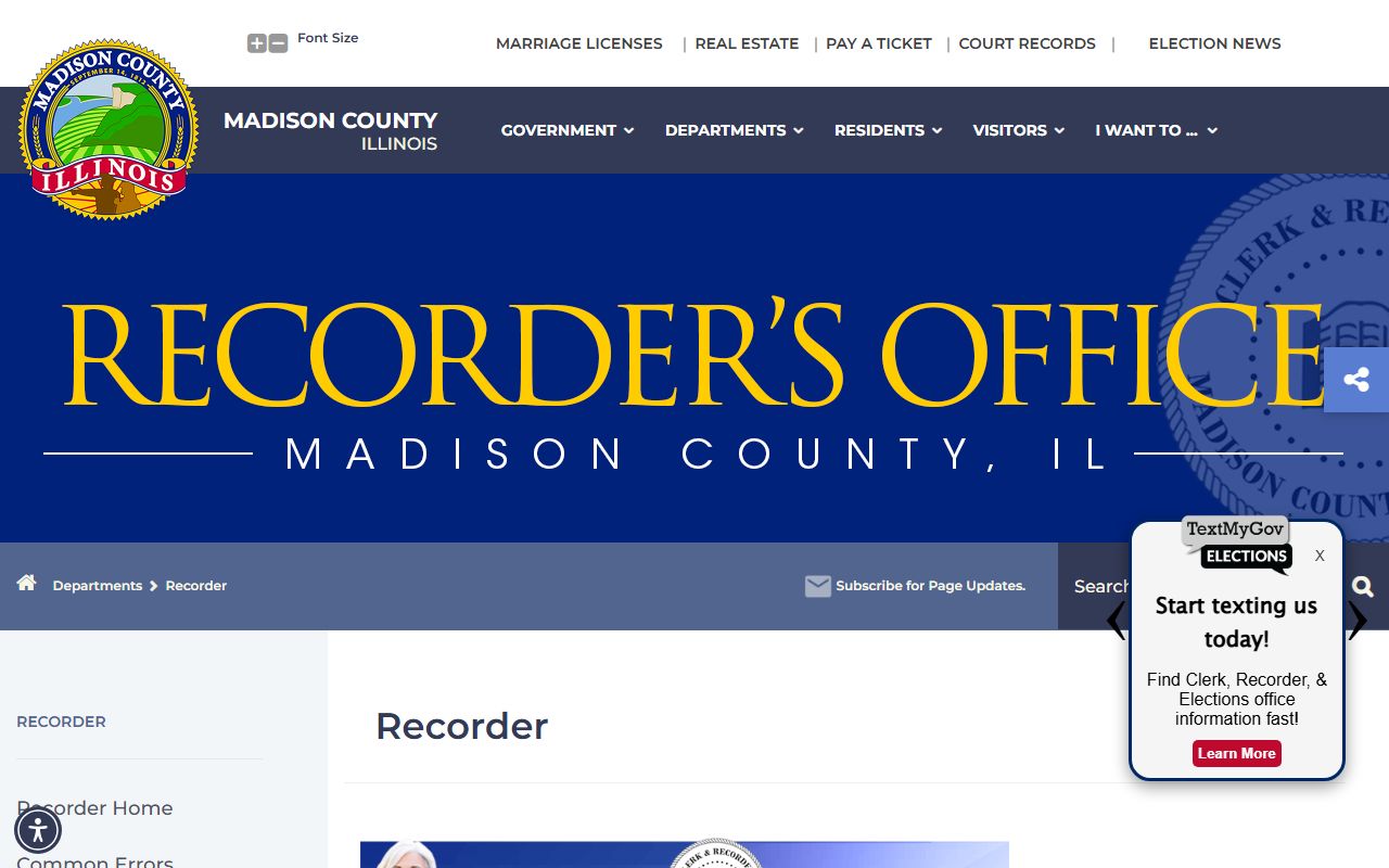 Madison County Recorder home page