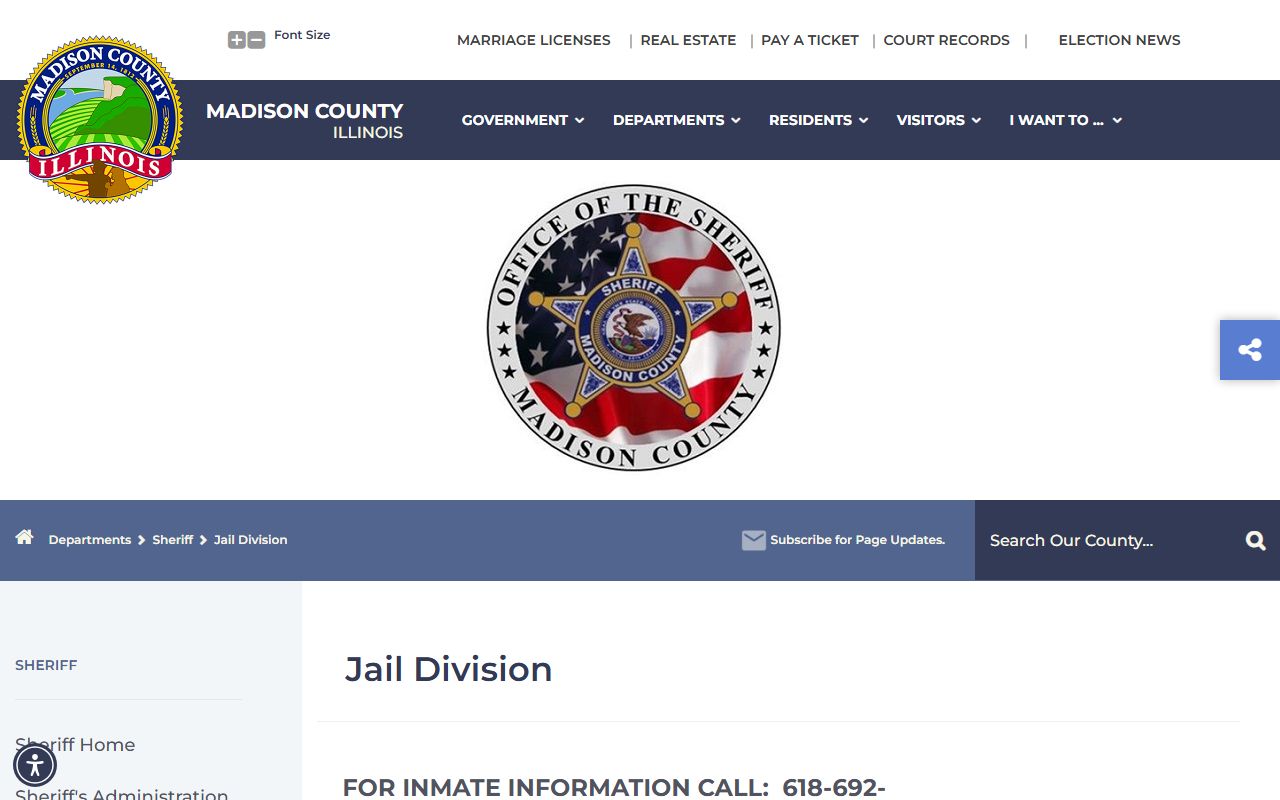 Madison County Sheriff Jail Division page