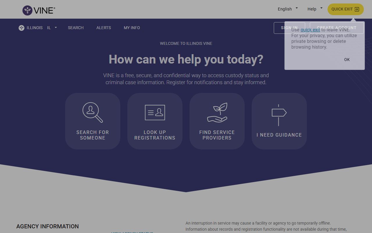 VINELink Illinois custody status notifications